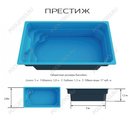 Композитный бассейн Престиж ECOLINE (5х2.8х1.5м)